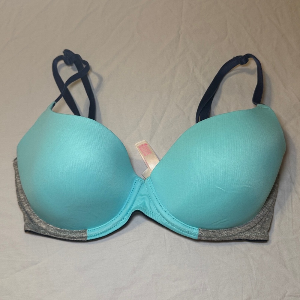 Victoria Secret PINK Color Block Wear Everywhere Lightly Lined Bra Size 32D EUC